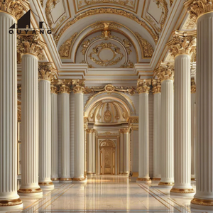 QUYANG بناء ديكور داخلي فاخر كبير منحوت يدويًا أعمدة يونانية من الحجر الطبيعي عمود روماني رخامي طبيعي - Product Image 1