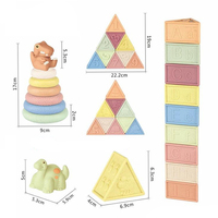 Jouet de bain éducatif précoce en paille de blé et PVC, jouet d'empilage triangulaire, blocs d'empilage souples, jouets pour bébés