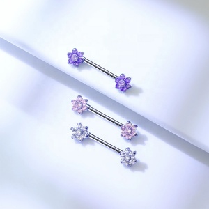 Barre de piercing en titane F136 de qualité implant, anneau de téton en forme de pétale, anti-allergie, couleur durable, bijoux de piercing longue durée - Product Image 6