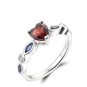 แหวนเงินแท้ 925 ลายฉลุ ประดับพลอยแท้ทรงมาร์คีส์  ชุบโรเดียมและทองคำขาว สไตล์วินเทจสำหรับงานแต่งงาน - Product Image 2