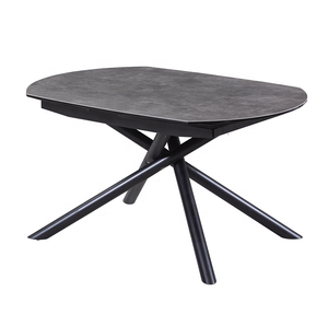 Di alta qualità Importato Colorato di Ceramica incrociate <span class=keywords><strong>Temperato</strong></span> di <span class=keywords><strong>Vetro</strong></span> Girevole <span class=keywords><strong>Tavolo</strong></span> Da Pranzo allungabile con 4 gambe in metallo - Product Image 3