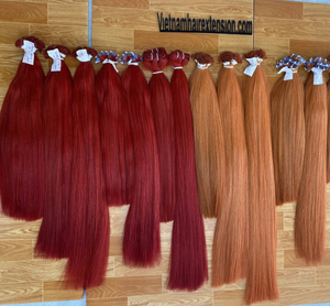 Extensions de cheveux naturels lisses et soyeuses à bandes adhésives, couleur rouge bordeaux, du Vietnam, à bon prix - Product Image 1