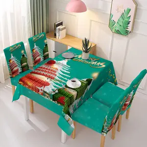 3D 디지털 크리스마스 축제 인쇄 의자 커버 산타 클로스 인쇄 테이블 천으로 의자 커버