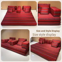 Sofá de Compresión de Tela Jacquard de Estilo Étnico Vintage, Sofá Cama Multifuncional Plegable Mediano para Sala de Estar de Apartamento Pequeño