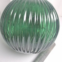 Nouvelle boule de Noël rayée verte en verre mercure faite à la main avec lumière LED, idéale pour la décoration de Noël à la maison