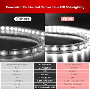 Dropshipping LED Decor Light ETL Flexible Cuttable LED Strip Light IP65 Home Garden LED Strip Lights