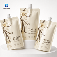 Pochettes souples personnalisées imprimées pour boissons : jus de gingembre, jus d'ananas, jus de mangue, yaourt liquide, vanille – Emballage stand-up avec bec verseur