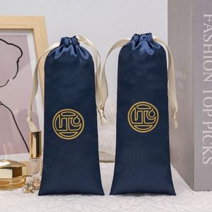 Sac à poussière en satin bleu doux et écologique avec cordon de serrage, personnalisable avec logo, pour bijoux, cadeaux, emballage textile et rangement – Vente en gros - Product Image 2