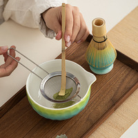 Ensemble de matcha en céramique avec logo personnalisable, fouet en bambou, cuillère à thé, haute qualité, 2 pièces, coffret cadeau