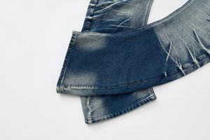 <span class=keywords><strong>Jeans</strong></span> Casual blu opaco ad alta elasticità da <span class=keywords><strong>uomo</strong></span> blu ghiaccio con cracking di <span class=keywords><strong>pantaloni</strong></span> in Denim con baffuti stile Scimitar - Product Image 5