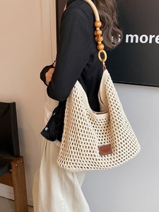 Bolso de playa tejido a crochet, bolso de hombro de punto hueco, bolso de gran capacidad para vacaciones de verano, bolso de mano para mujer - Product Image 3