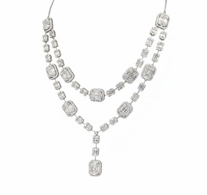 Elegante Collar de Diamantes con Diseño de Gota Vertical Brillante, Joyería Fina de Primera Calidad para Mujer, Bodas y Eventos - Product Image 1