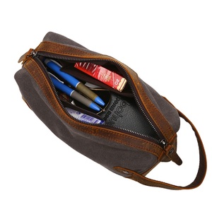 Travel <b>Toiletry</b> <b>Bag</b> Double Zipper Design with Leather Handle Suitable <b>for</b> Both <b>Men</b> and Women <b>for</b> Travel Daily Use - Product Image 6