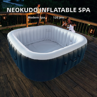 NEOKUDO OEM Spa gonflable moderne pour l'extérieur avec 120 jets, capacité pour 2 personnes, design carré portable