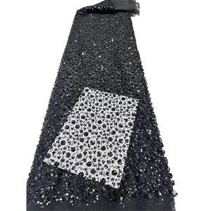 NI.AI Beaded Lace Fabric Luxury Embroidered Tulle Fabric with <strong>Sequins</strong> for Girls' Wedding Dress Net Fabric <strong>Type</strong> - Product Image 4