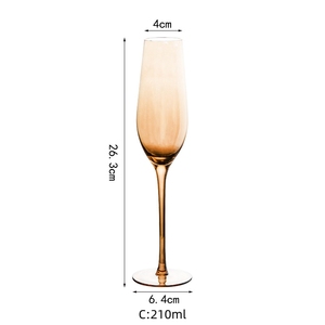 210ml Electroplated Amber <strong>Champagne</strong> <strong>Flute</strong> Glasses Thin Stem Hand Blown <strong>Champagne</strong> Glass in Wooden Gift Box - Product Image 5