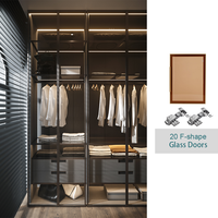 Dernier modèle Conception Panneau de bois Ouvert Armoire de plain-pied Placard Mobilier de chambre Profil en aluminium Porte en verre Armoire en bois