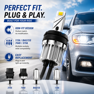 Luce di Segnalazione LED Bicolore 1156 BA15S P21W CANBUS, Lampadine 7440 T20 BAU15S PY21W, Luce Diurna per Auto 12V Giallo Bianco - Product Image 1
