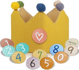 Corona de Cumpleaños Reutilizable de Muselina Personalizada con Números para Decoración de Fiestas de Cumpleaños Infantiles, Gorro para Niños y Niñas - Product Image 6