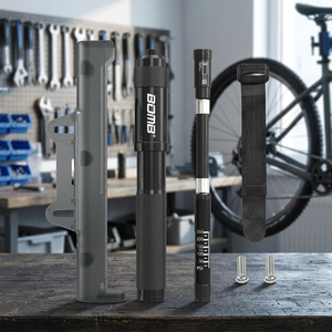 BOMB Mini Aluminum Alloy Bike Pump with Valve Adapter and Pressure Gauge (80-130PSI) for Mountain <b>Bicycles</b>-Lightweight & Durable - Product Image 3