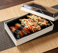 Emballage alimentaire pour sushis biodégradable personnalisé, boîte rigide en papier kraft pour charcuterie à emporter avec couvercles en plastique