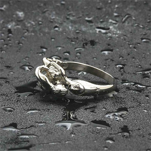 Lovers Shape Titanium Steel <b>Ring</b> Silver Unisex Everyday Wear Fine Jewelry 26016 - Product Image 3