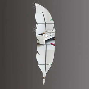 High Quality Acrylic 3D Plume Black Gold <b>Silver</b> <b>Mirror</b> Wall Stickers for Home Decoration - Product Image 5