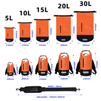 Sac étanche pliable en PVC pour sports de plein air, avec fermeture roll-top et poche avant, disponible en tailles 5L et 20L
