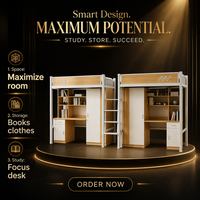 Lit superposé en métal de style nordique pour 2 personnes Meida MDL-G2 avec bureau, armoire et étagère, garantie 8 ans - Vente en gros OEM