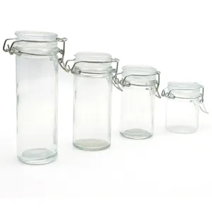 Wide Mouth Flip Top Glass Storage Jar with Air Tight Sealed Metal Clamp Lid