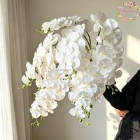 Anggrek Phalaenopsis Putih 9 Kuntum Cetak 3D Terlaris, Bunga Artificial Sentuhan Asli untuk Dekorasi Pernikahan dan Rumah