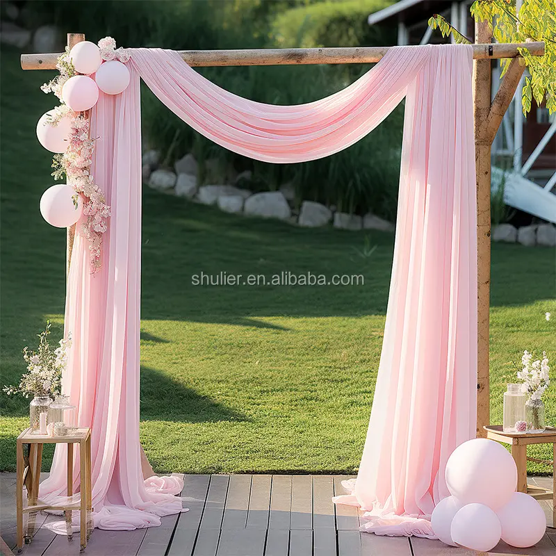 Chiffon curtain background cloth romantic tulle chiffon fabric background wedding background