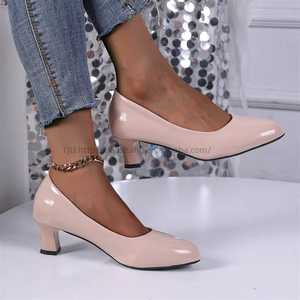 Nouveauté - Chaussures à talons pour femmes grandes tailles avec semelles en caoutchouc de qualité, bout pointu, tendances de la mode estivale, talons bas pour femmes - Product Image 4