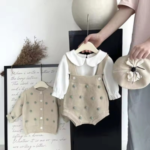Pakaian Rajut Bayi Baru Lahir Musim Dingin, Kardigan Lengan Panjang untuk Balita Perempuan dan Romper Selempang, Sweater Bayi Lucu - Product Image 2
