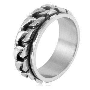 Anillo de cadena de acero inoxidable yunnique, banda giratoria unisex estilo punk rock, regalo de joyería plateada - Product Image 1