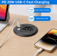 Unité de câblage de table personnalisée avec prise brésilienne et chargement USB pour mobilier de bureau commercial