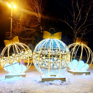 3D Sphere Metal Frame LED Christmas <b>Ball</b> Motif Light for Outdoor Park and Plaza Decoration - Product Image 1