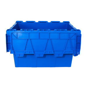 Moving Crate Attached Lid Container Plastic Storage Transport Box Foldable Stackable Plastic Modern Folding