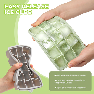 Factory OEM Quality 15 Cavity Soft Bottom Square Food Grade Silicone <b>Ice</b> <b>Maker</b> Mold with Lids Flexible DIY - Product Image 3