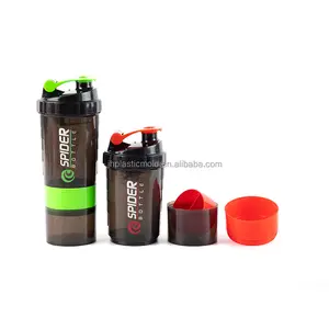 3 in 1 protein powder shaker bottle with pill box spider shaker cups 500ml three layer compartments