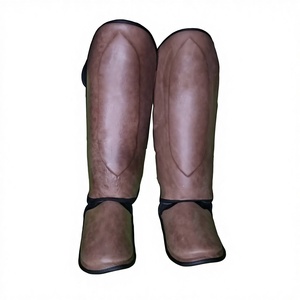 Protège-tibias en cuir léger, ajustement sécurisé, rembourrage absorbant les chocs, confort flexible, écologique, pour la boxe - Product Image 1