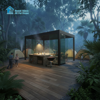 Pergola motorisée en aluminium de style chinois Sweet Home avec lamelles de toit rétractables, imperméable et offrant une protection UV pour jardin et terrasse