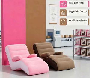 Quality Lounge Flocking Backrest Foldable <b>Inflatable</b> Rocking S Shape Pink Leisure <b>Sofa</b> Chair for Adult - Product Image 2