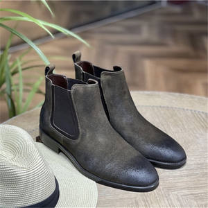 Bottines d'été et de printemps pour hommes, chaussures en cuir rétro pour hommes, bout pointu, à lacets, design antidérapant - Product Image 2