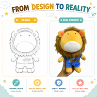 Vêtements pour peluche lion mignon personnalisés, t-shirt bleu imprimé et short, tenue pour jouet en peluche, ensemble 2 pièces pour poupée en peluche