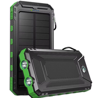 Batterie solaire portable 20000mAh, chargeur étanche, panneau solaire, double USB, lampe torche LED, batterie externe pour extérieur