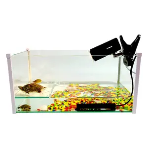 NOMOY PET 1 Gallon Transparent Glass Baby Turtle Tank Mini Desktop Aquarium with Ramp and Basking Platform NX-15 S