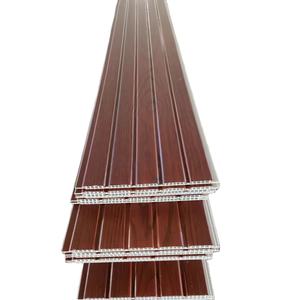 Placa de hebilla de madera marrón laminada Panel de Pvc impermeable <span class=keywords><strong>para</strong></span> la construcción - Product Image 4