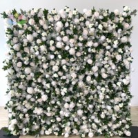 F115 décoration de mariage décoration florale toile de fond de mariage de luxe 5D blanc noir bleu plume fleur artificielle murale pour décoration