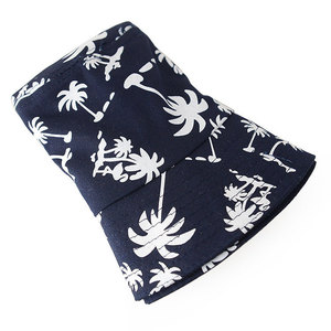 Women's Coconut Tree Print Fisherman Hat Navy White Summer Sun Protection Bucket Hat For Outdoor Travel - Product Image 1